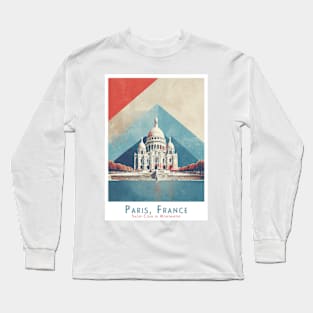 Vintage Paris - Sacré-Cœur de Montmartre in France Long Sleeve T-Shirt